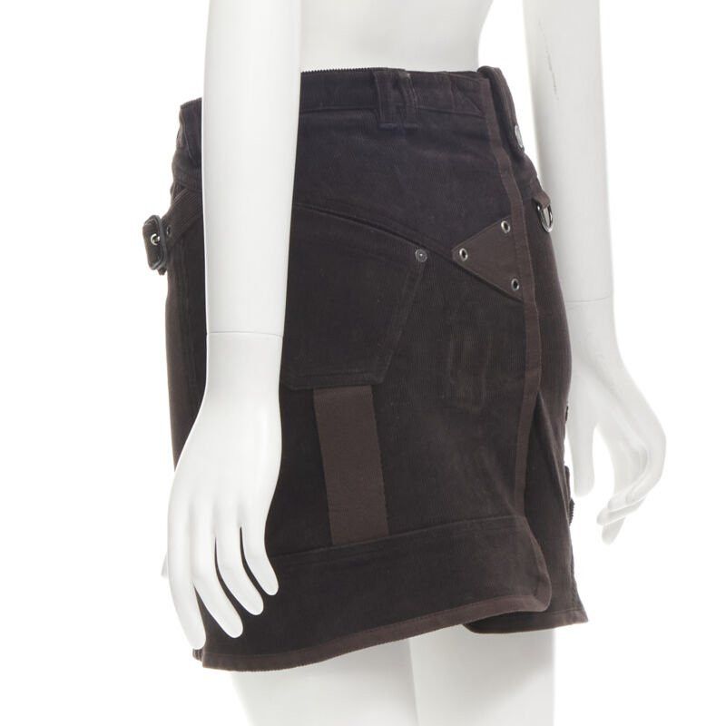 Burberry BURBERRY LONDON brown corduroy deconstructed trench mini skirt UK6 US4 S Size 26" / US 2 / IT 38 - 6 Thumbnail