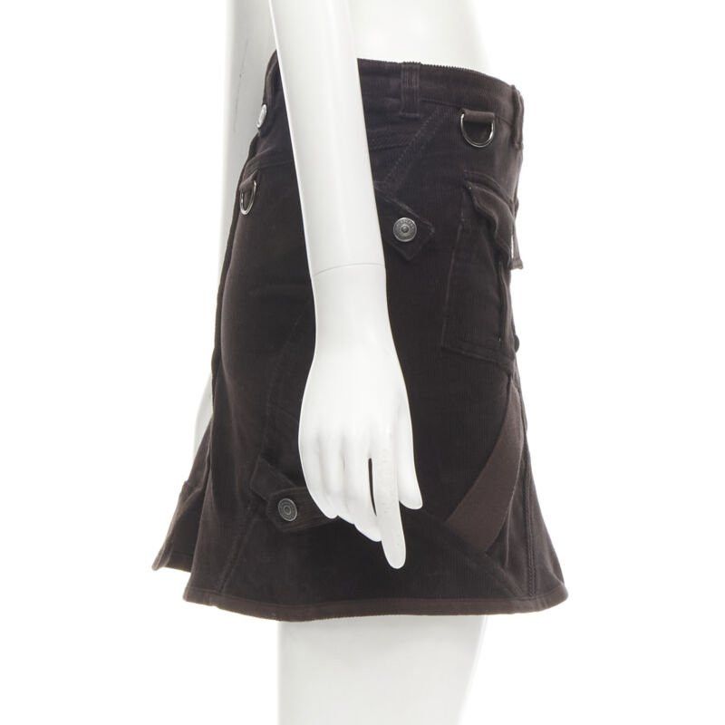 Burberry BURBERRY LONDON brown corduroy deconstructed trench mini skirt UK6 US4 S Size 26" / US 2 / IT 38 - 4 Thumbnail