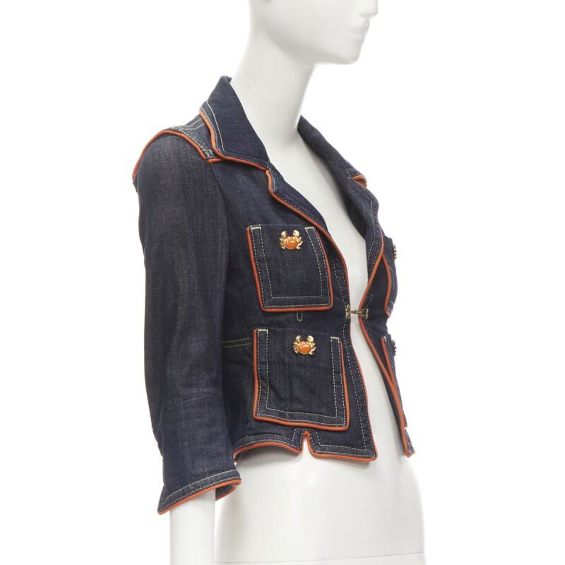 Dsquared2 rare DSQUARED2 Vintage Y2K orange crab blue denim cropped jacket IT40 XS Size S / US 4 / IT 40 - 4 Thumbnail