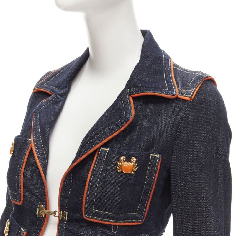 Dsquared2 rare DSQUARED2 Vintage Y2K orange crab blue denim cropped jacket IT40 XS Size S / US 4 / IT 40 - 8 Thumbnail