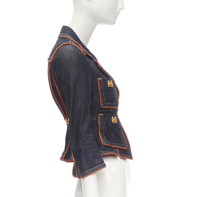 Dsquared2 rare DSQUARED2 Vintage Y2K orange crab blue denim cropped jacket IT40 XS Size S / US 4 / IT 40 - 5 Thumbnail