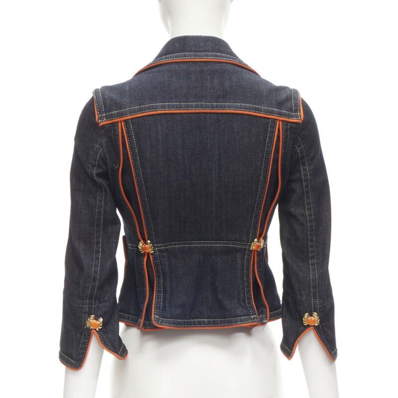 Dsquared2 rare DSQUARED2 Vintage Y2K orange crab blue denim cropped jacket IT40 XS Size S / US 4 / IT 40 - 6 Thumbnail