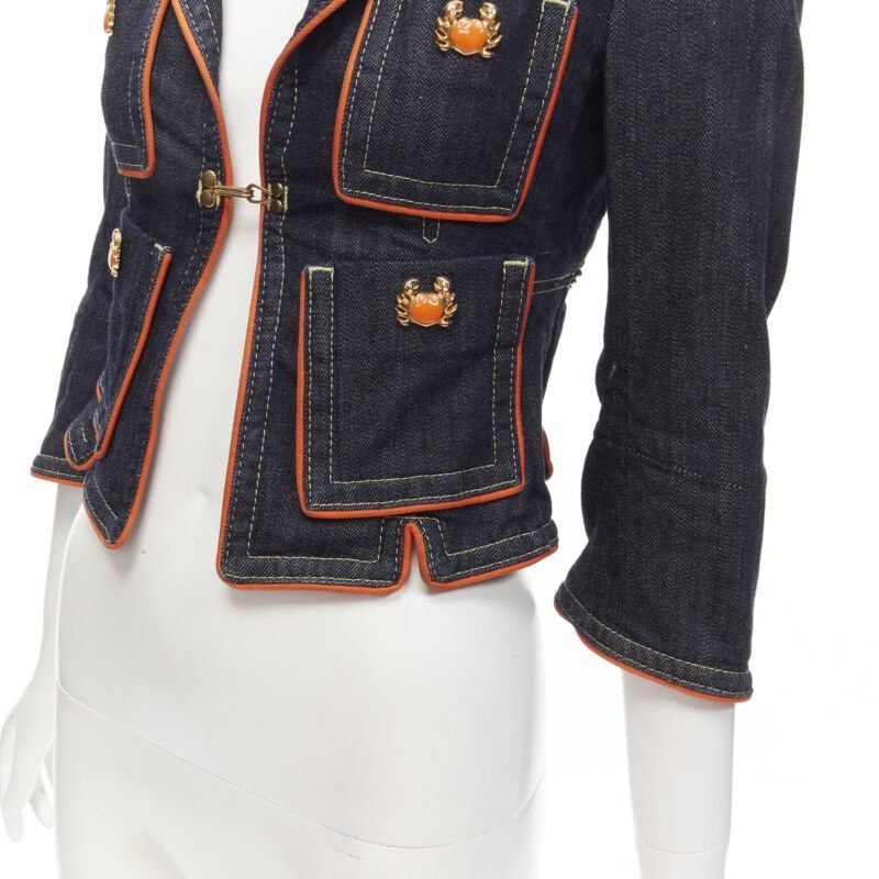 Dsquared2 rare DSQUARED2 Vintage Y2K orange crab blue denim cropped jacket IT40 XS Size S / US 4 / IT 40 - 9 Thumbnail