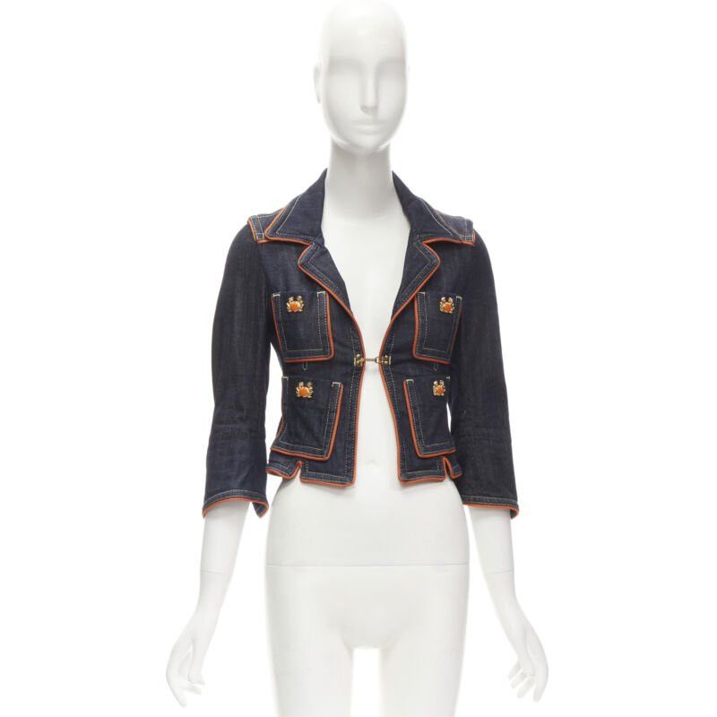 Dsquared2 rare DSQUARED2 Vintage Y2K orange crab blue denim cropped jacket IT40 XS Size S / US 4 / IT 40 - 11 Thumbnail