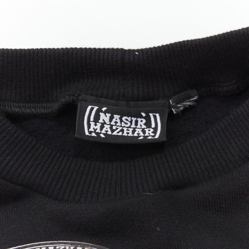 Nasir Mazhar NASIR MAZHAR black velvet print blue faux fur sleeve cropped sweatshirt S Size ONE SIZE - 8 Thumbnail