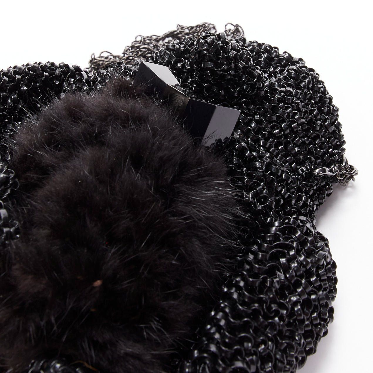 ANTEPRIMA rare ANTEPRIMA Wire Bag black fur belly woven acrylic penguin chain crossbody Size ONE SIZE - 7 Thumbnail
