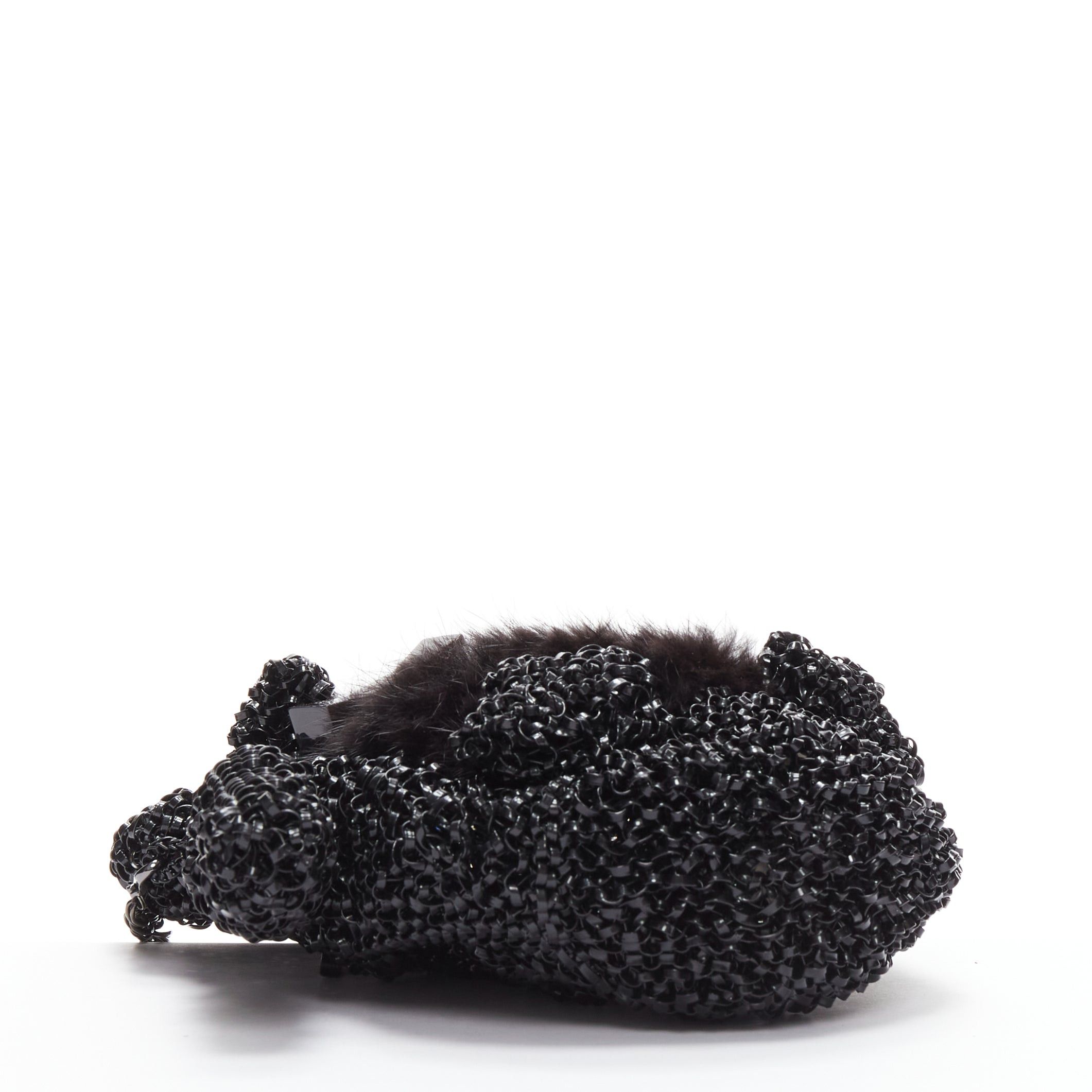 ANTEPRIMA rare ANTEPRIMA Wire Bag black fur belly woven acrylic penguin chain crossbody Size ONE SIZE - 6 Thumbnail