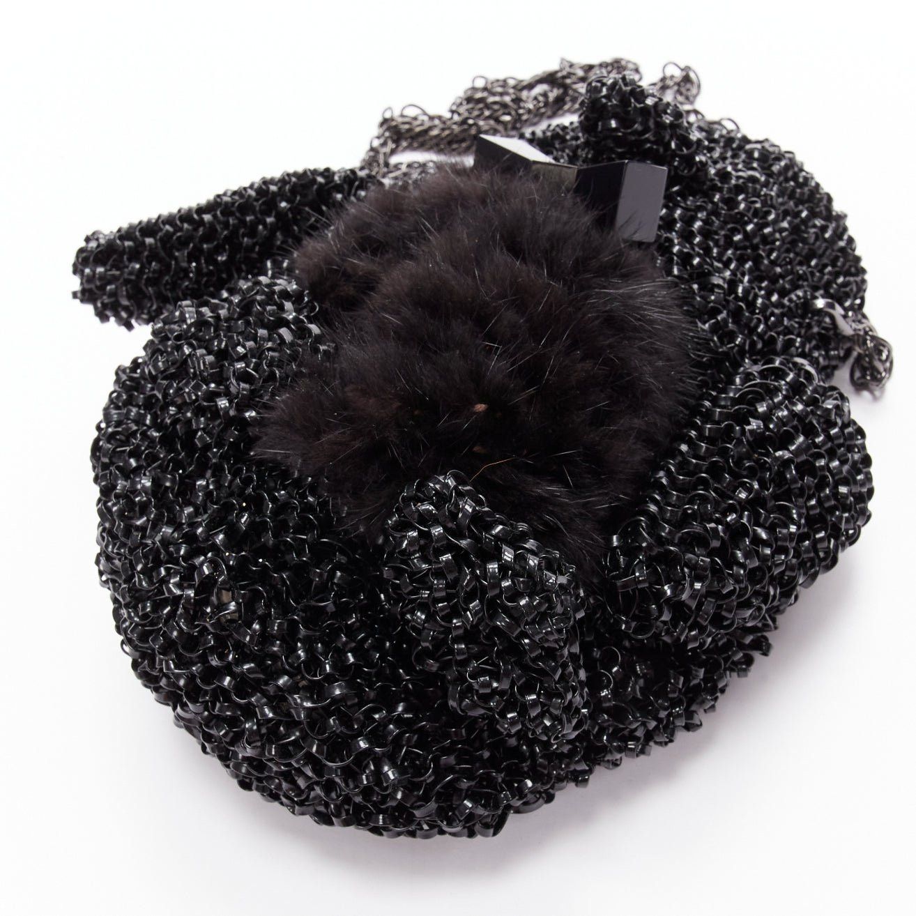ANTEPRIMA rare ANTEPRIMA Wire Bag black fur belly woven acrylic penguin chain crossbody Size ONE SIZE - 8 Thumbnail