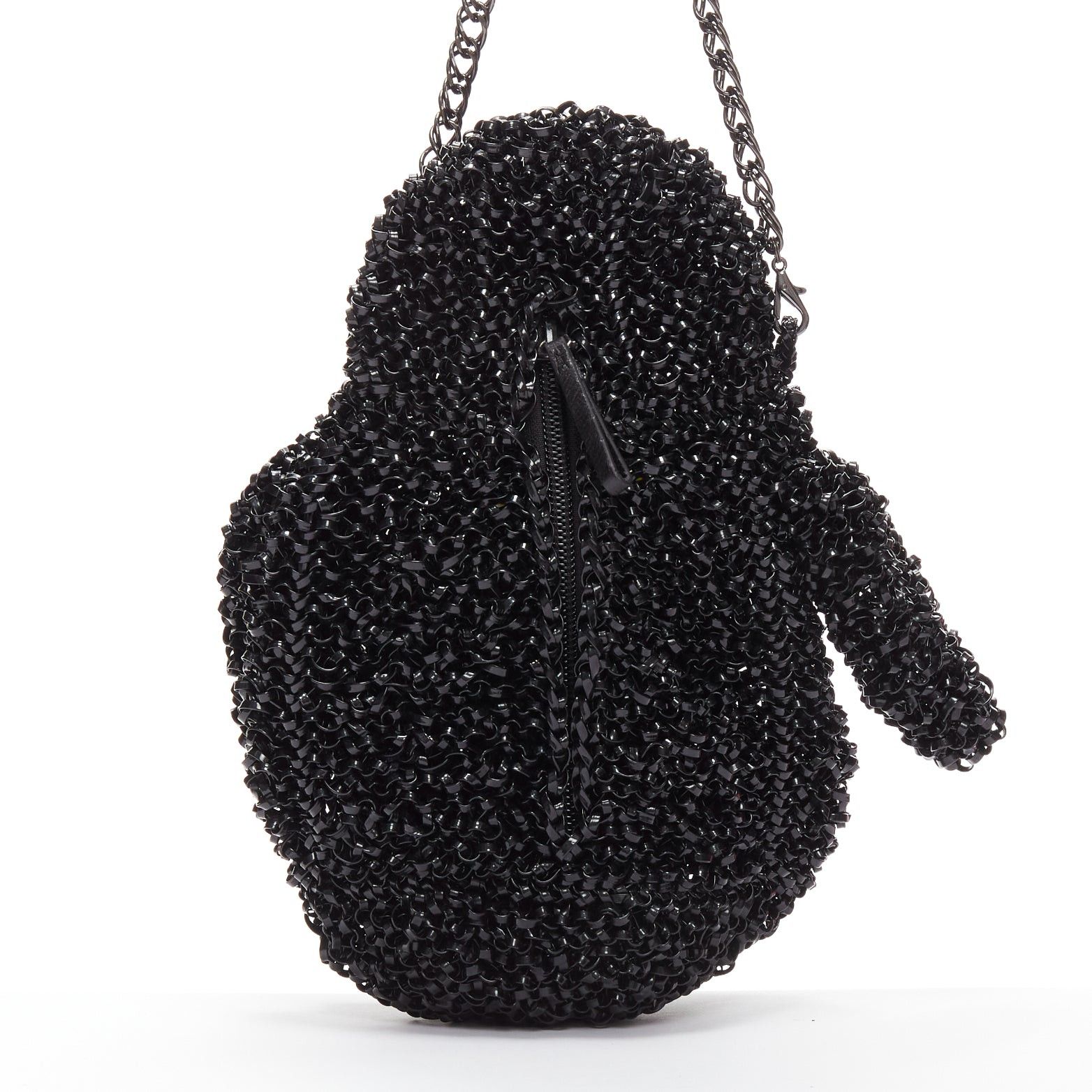 ANTEPRIMA rare ANTEPRIMA Wire Bag black fur belly woven acrylic penguin chain crossbody Size ONE SIZE - 5 Thumbnail