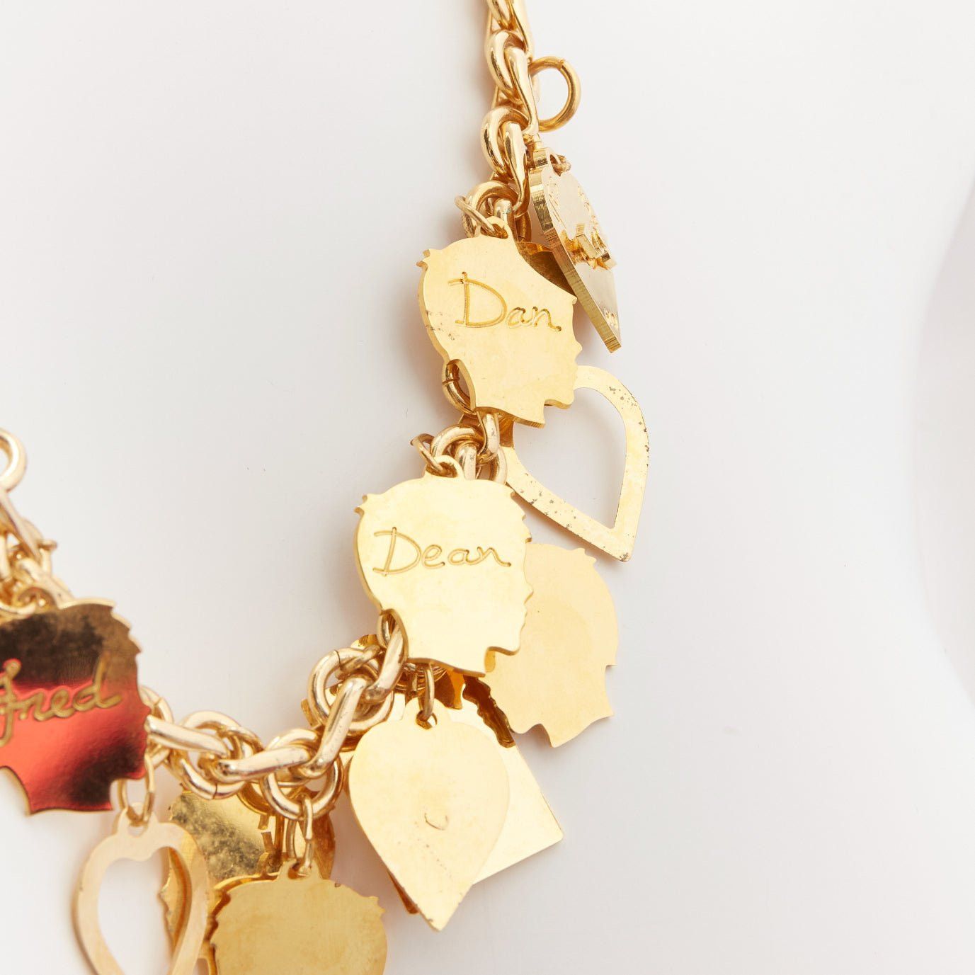 Dsquared2 DSQUARED2 Vintage gold-tone Etched Boys Names heart breaker charms princess necklace Size ONE SIZE - 2 Thumbnail