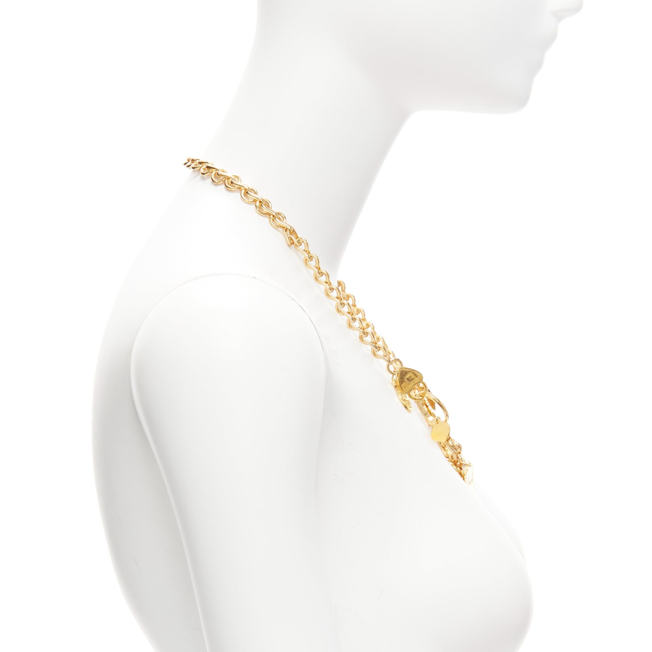 Dsquared2 DSQUARED2 Vintage gold-tone Etched Boys Names heart breaker charms princess necklace Size ONE SIZE - 4 Thumbnail