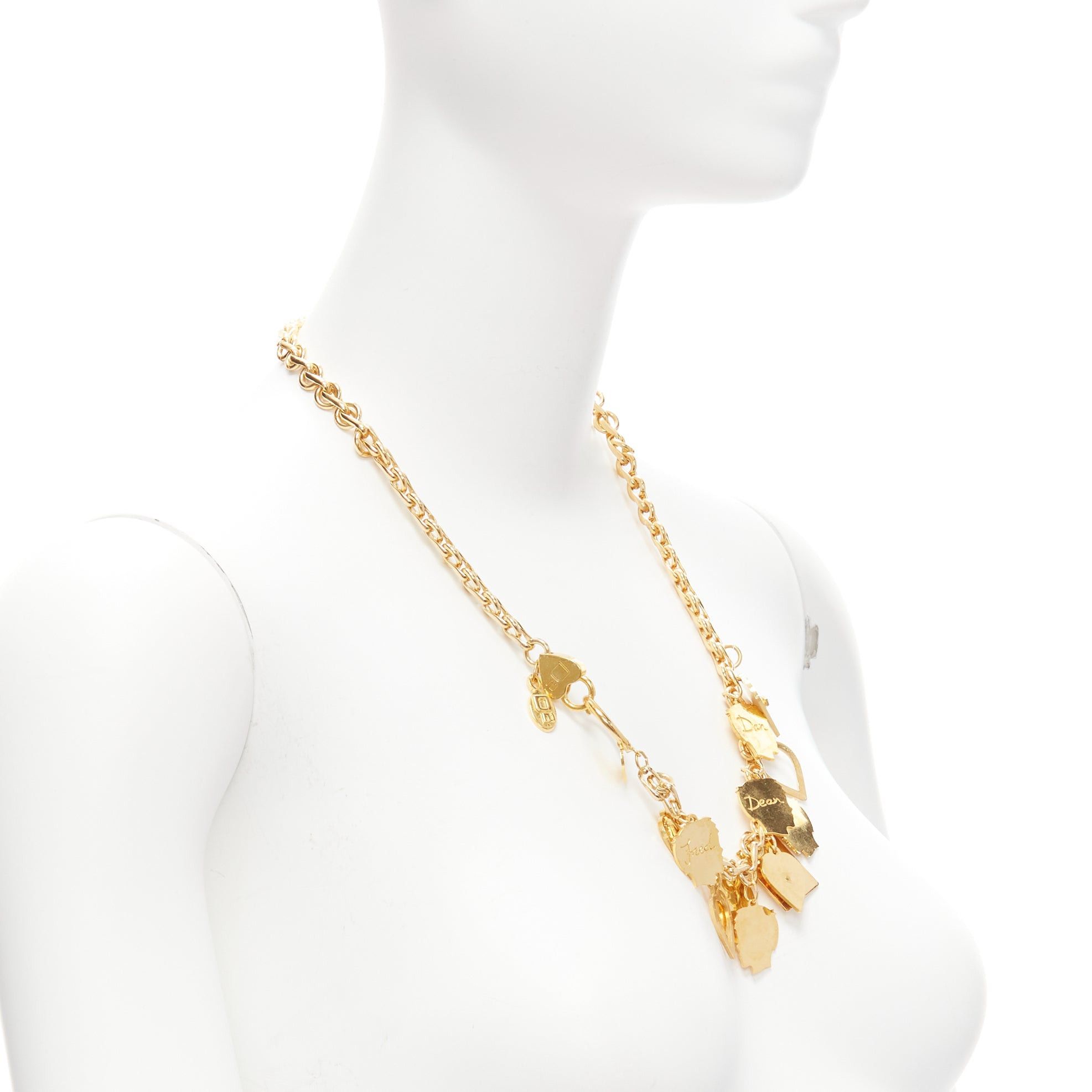 Dsquared2 DSQUARED2 Vintage gold-tone Etched Boys Names heart breaker charms princess necklace Size ONE SIZE - 3 Thumbnail