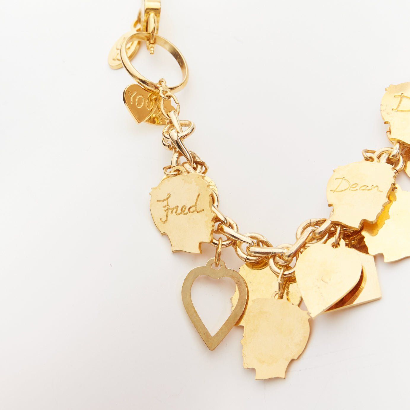 Dsquared2 DSQUARED2 Vintage gold-tone Etched Boys Names heart breaker charms princess necklace Size ONE SIZE - 7 Thumbnail