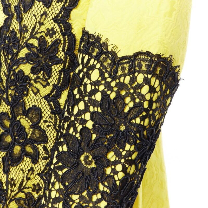 Christian Lacroix CHRISTIAN LACROIX yellow cotton floral jacquard black lace padded jacket FR40 Size M / US 6-8 / IT 42-44 - 2 Thumbnail