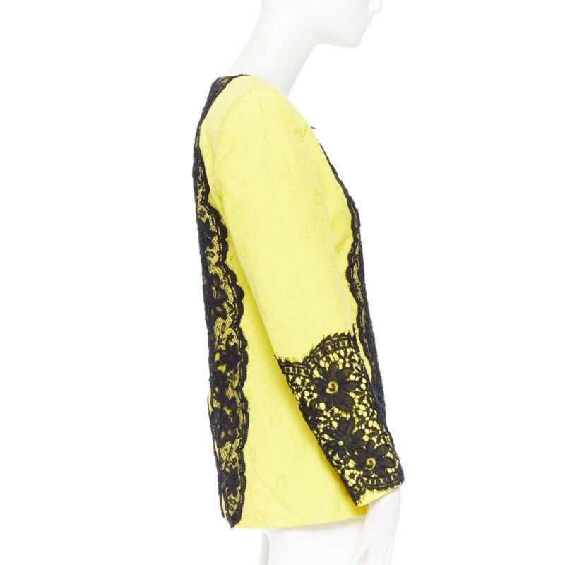 Christian Lacroix CHRISTIAN LACROIX yellow cotton floral jacquard black lace padded jacket FR40 Size M / US 6-8 / IT 42-44 - 5 Thumbnail