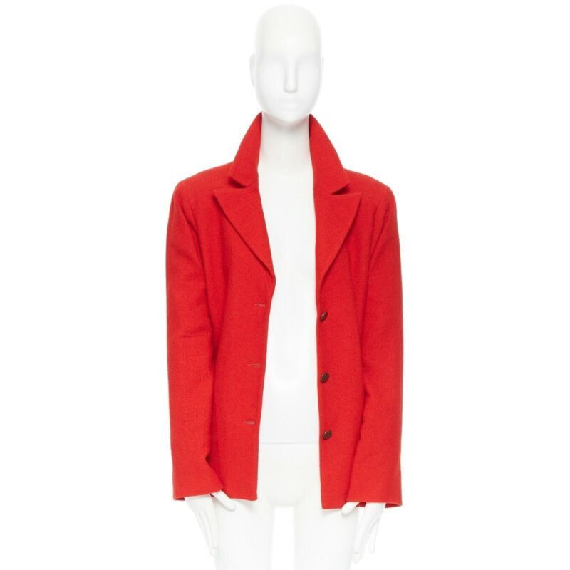 Chanel CHANEL 98A vintage lipstick red tweed peak lapel copper CC blazer jacket FR44 Size XL / US 12-14 / IT 48-50 - 3 Thumbnail
