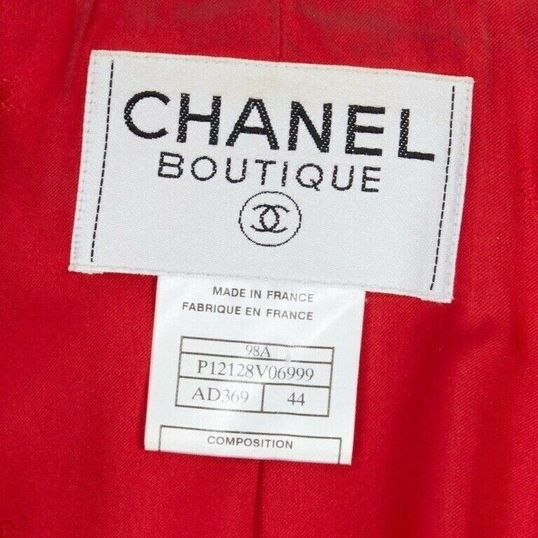 Chanel CHANEL 98A vintage lipstick red tweed peak lapel copper CC blazer jacket FR44 Size XL / US 12-14 / IT 48-50 - 9 Thumbnail