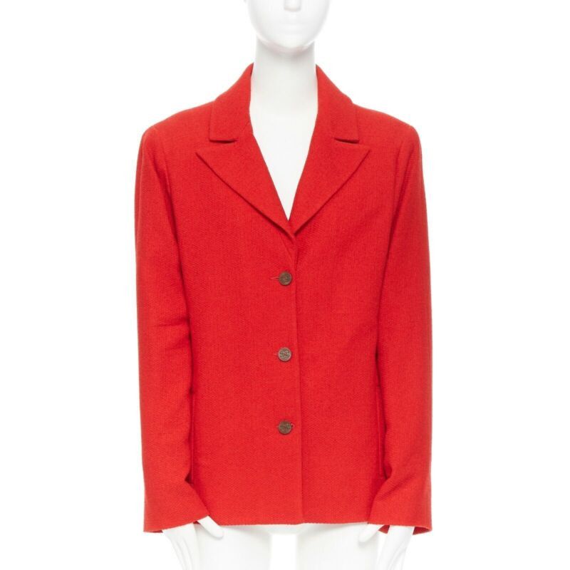 Chanel CHANEL 98A vintage lipstick red tweed peak lapel copper CC blazer jacket FR44 Size XL / US 12-14 / IT 48-50 - 4 Thumbnail