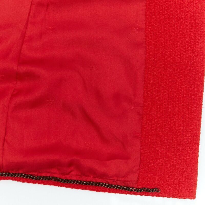 Chanel CHANEL 98A vintage lipstick red tweed peak lapel copper CC blazer jacket FR44 Size XL / US 12-14 / IT 48-50 - 10 Thumbnail