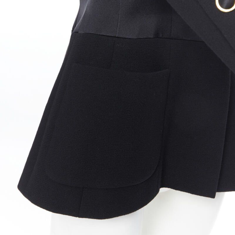 Chanel CHANEL black silk satin crepe 4 pockets gold high collar mandarin jacket FR42 Size L / US 10 / IT 46 - 9 Thumbnail