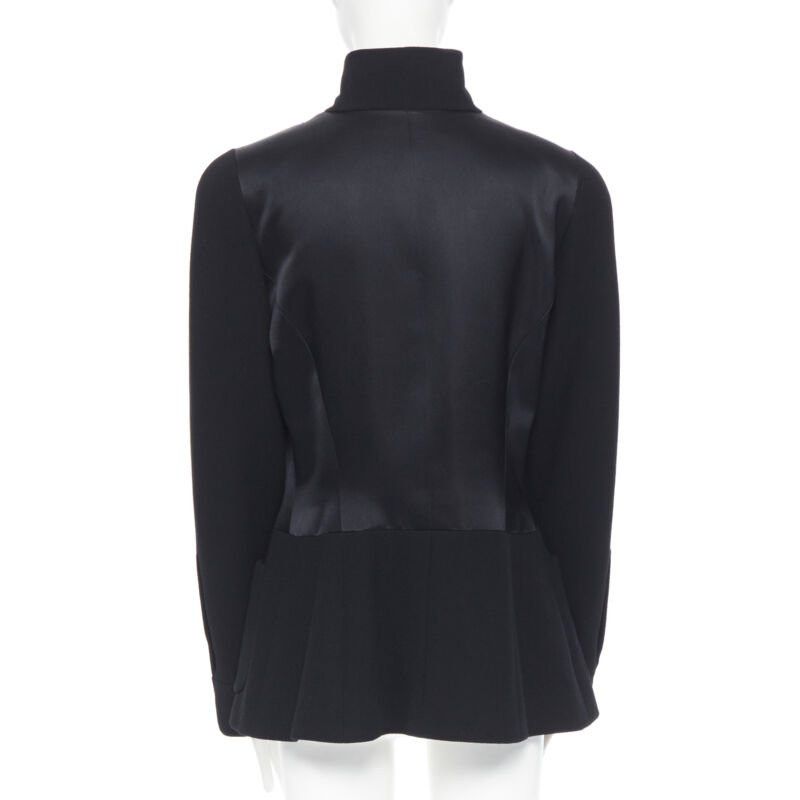 Chanel CHANEL black silk satin crepe 4 pockets gold high collar mandarin jacket FR42 Size L / US 10 / IT 46 - 5 Thumbnail