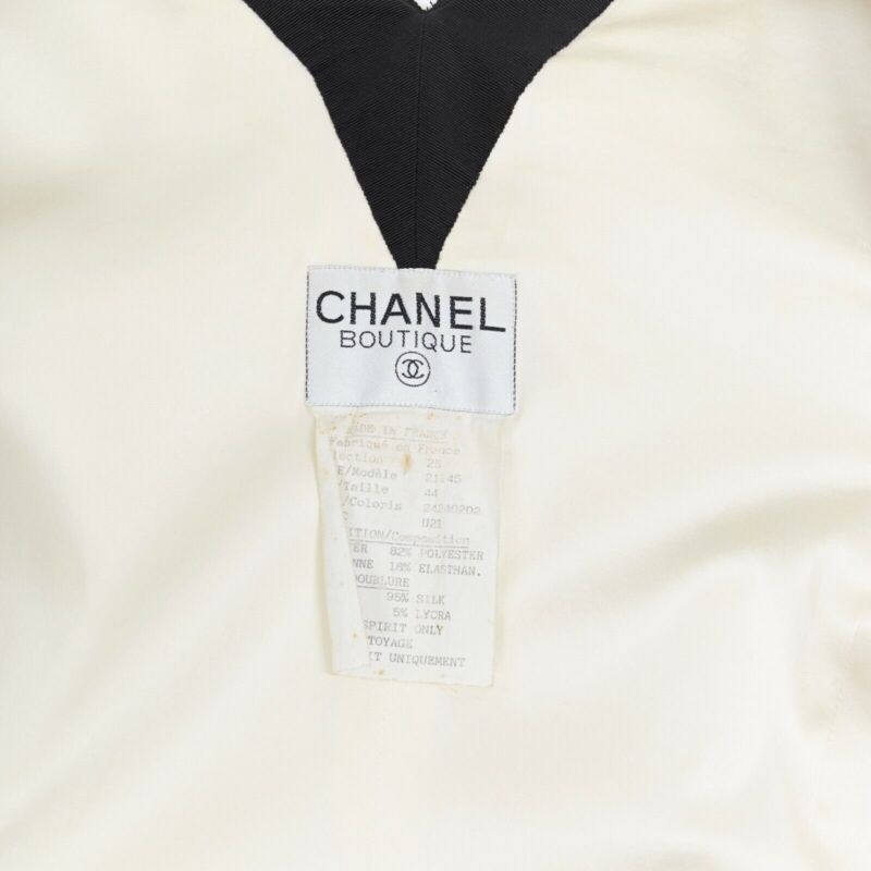 Chanel runway CHANEL SS91 white sequin black grosgrain trim scuba zipper jacket FR44 Size XL / US 12-14 / IT 48-50 - 11 Thumbnail