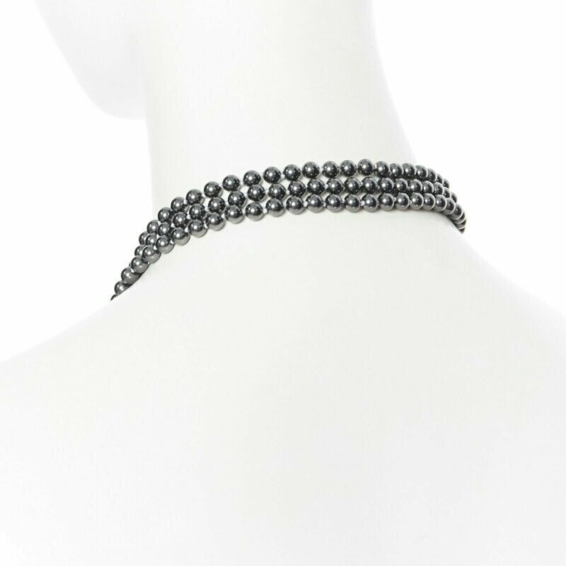 Chanel new CHANEL black triple strand pearl strass crystal clasp CC pendent necklace Size ONE SIZE - 6 Thumbnail