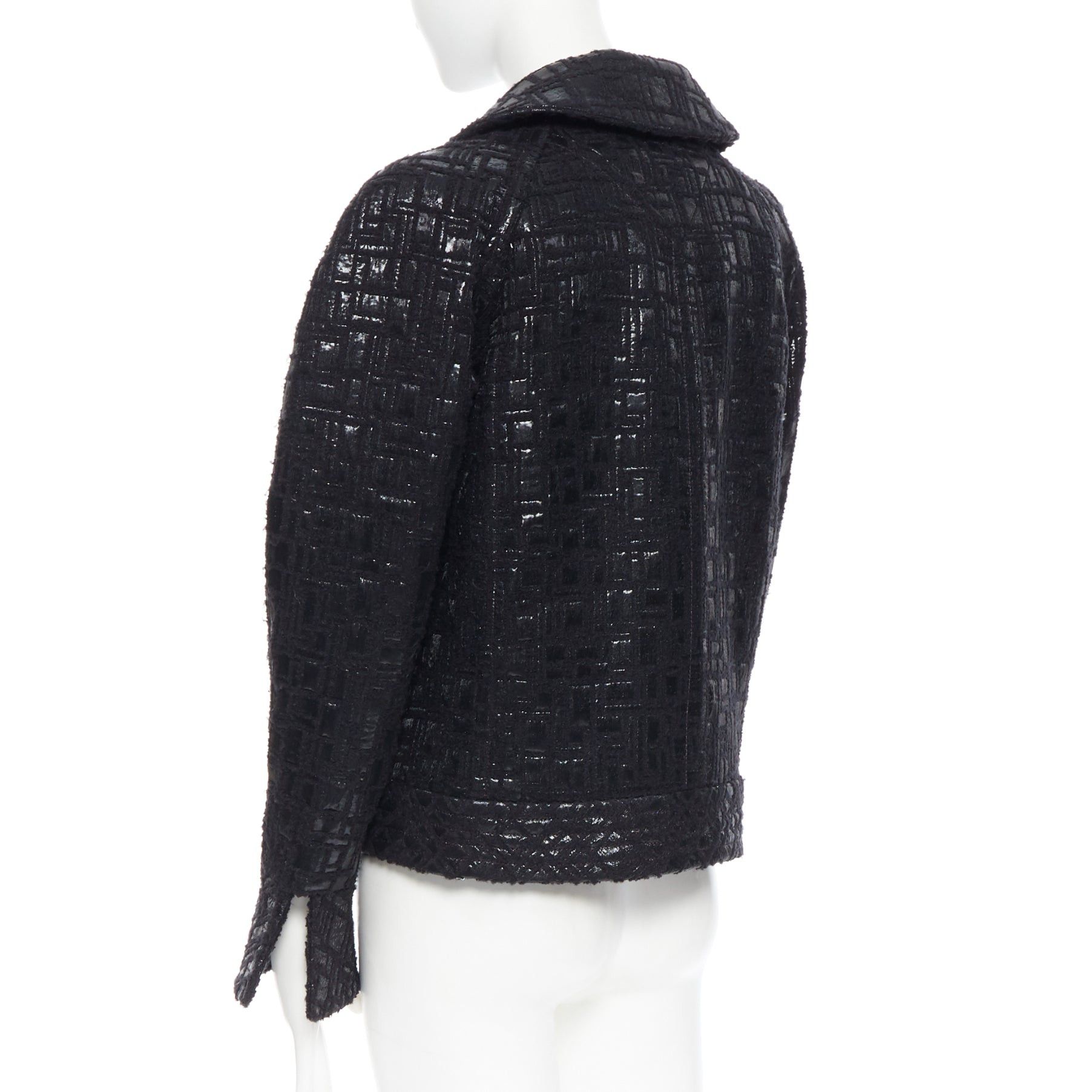 Chanel runway CHANEL 13A cyber tweed bomber sleeve double breasted black jacket FR36 Size S / US 4 / IT 40 - 6 Thumbnail