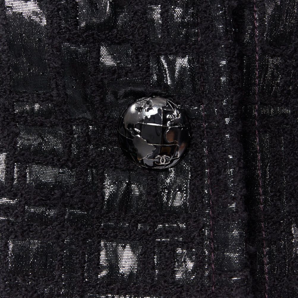 Chanel runway CHANEL 13A cyber tweed bomber sleeve double breasted black jacket FR36 Size S / US 4 / IT 40 - 2 Thumbnail