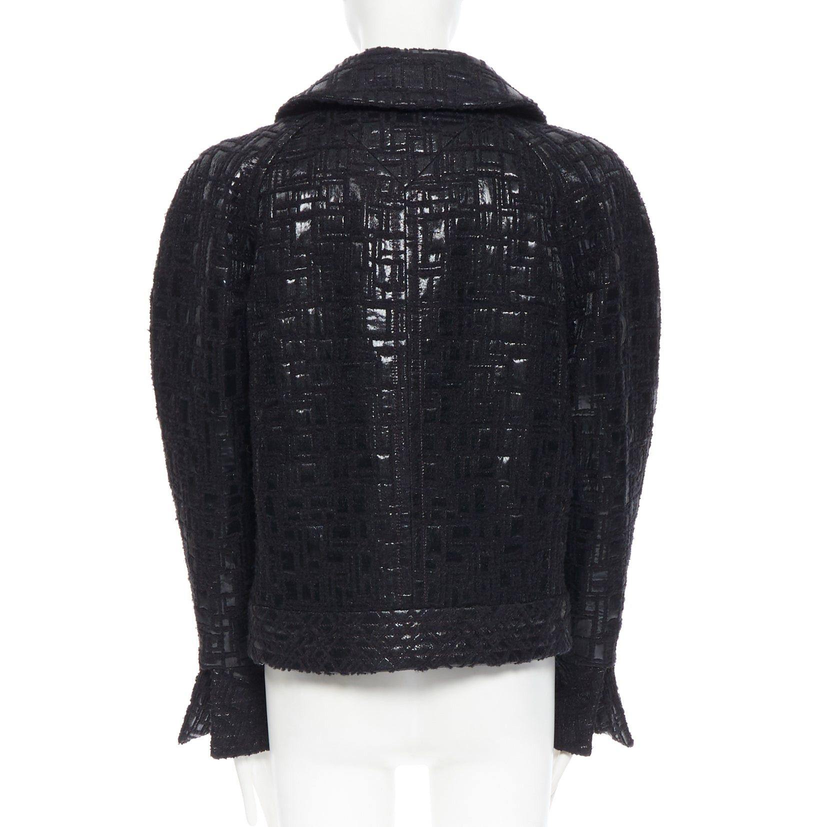 Chanel runway CHANEL 13A cyber tweed bomber sleeve double breasted black jacket FR36 Size S / US 4 / IT 40 - 5 Thumbnail