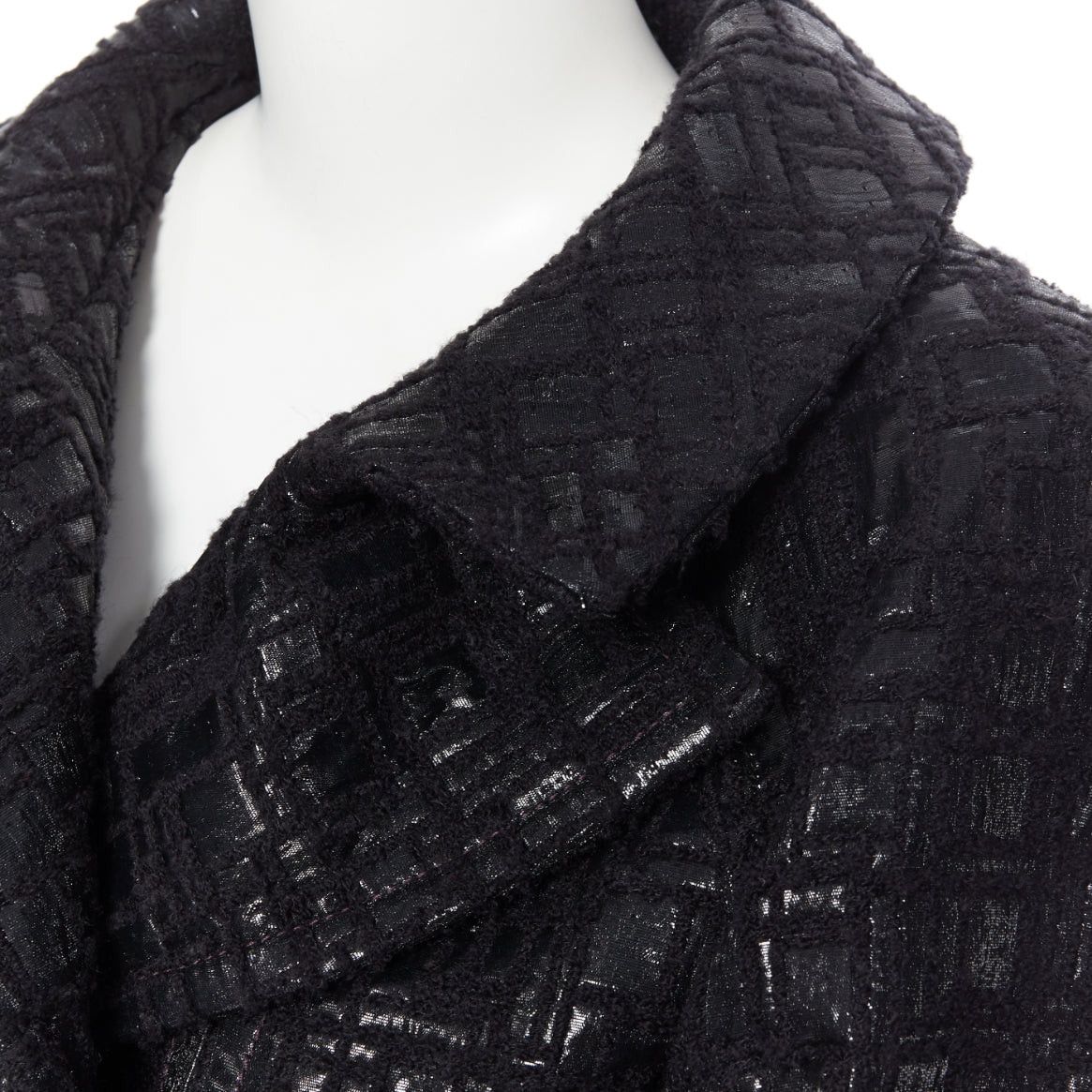 Chanel runway CHANEL 13A cyber tweed bomber sleeve double breasted black jacket FR36 Size S / US 4 / IT 40 - 7 Thumbnail