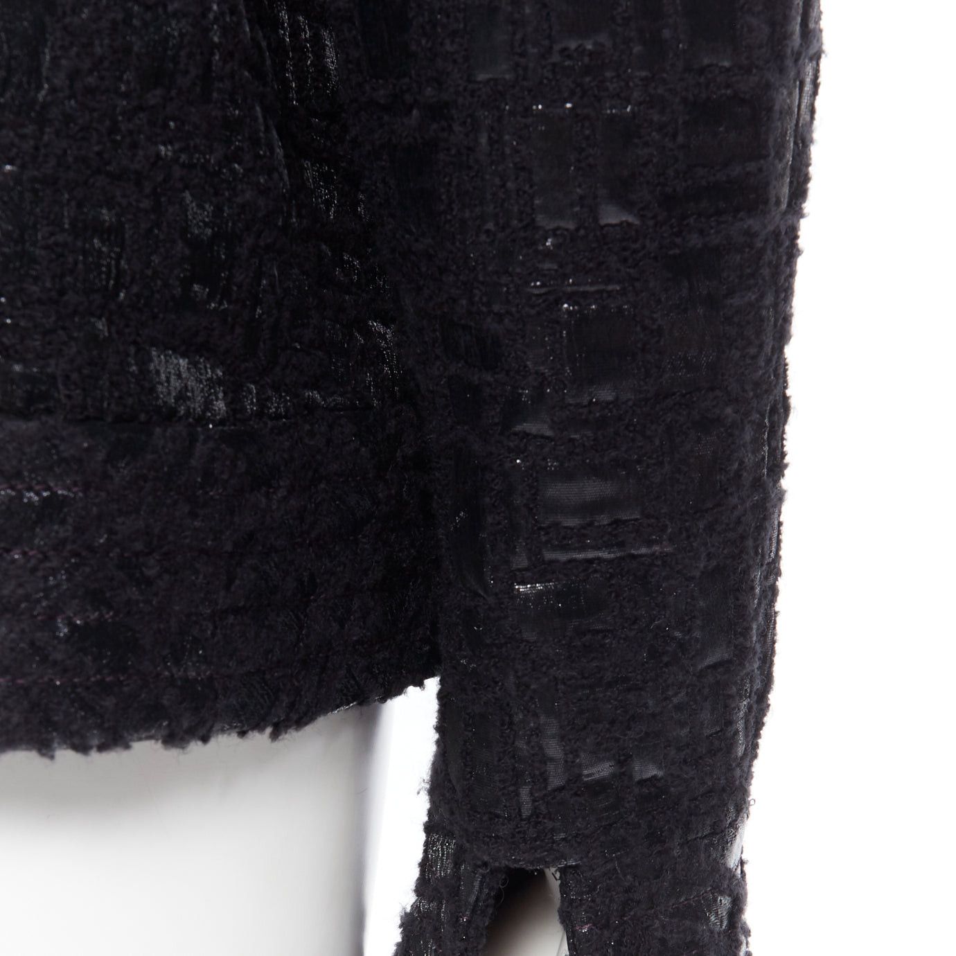 Chanel runway CHANEL 13A cyber tweed bomber sleeve double breasted black jacket FR36 Size S / US 4 / IT 40 - 9 Thumbnail