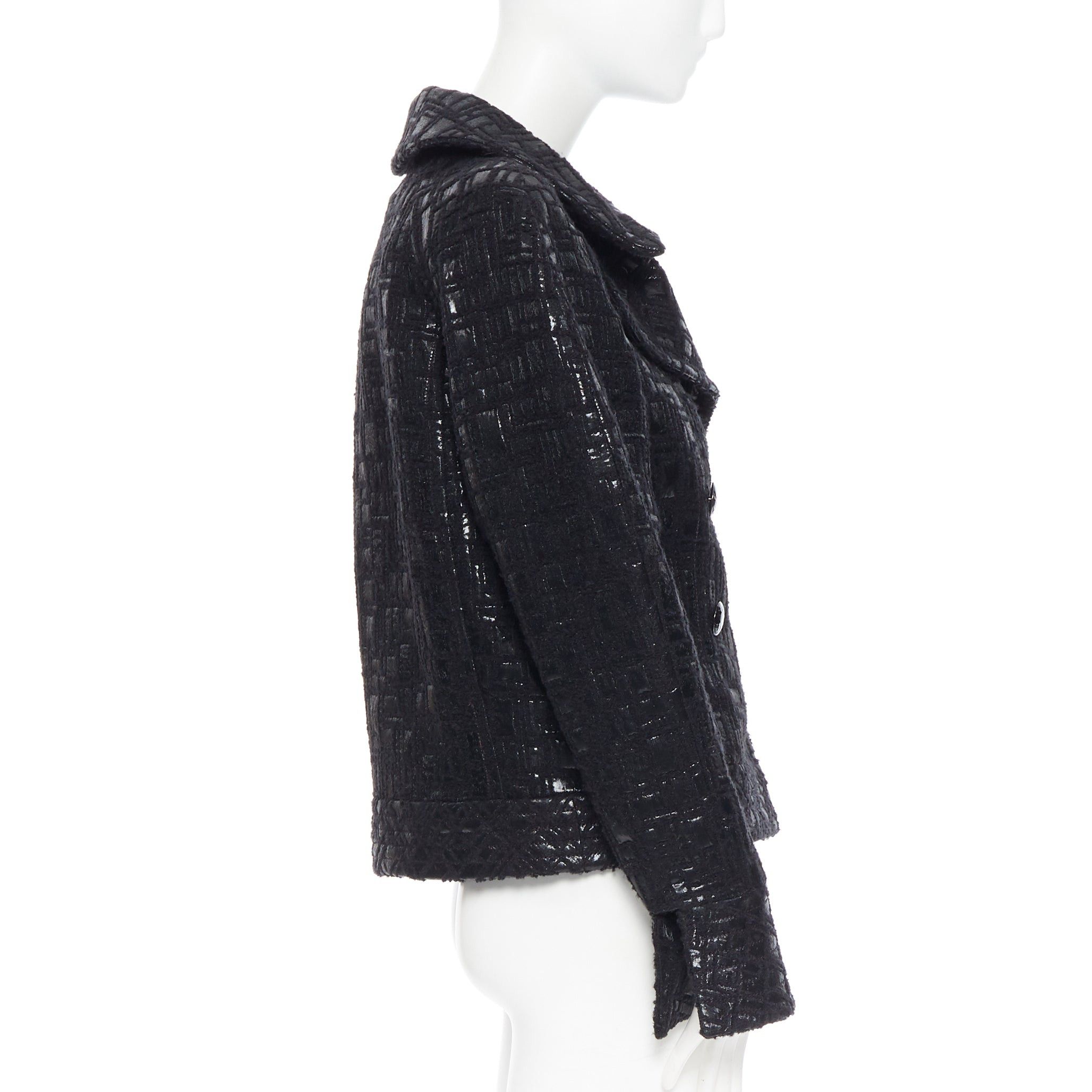Chanel runway CHANEL 13A cyber tweed bomber sleeve double breasted black jacket FR36 Size S / US 4 / IT 40 - 4 Thumbnail