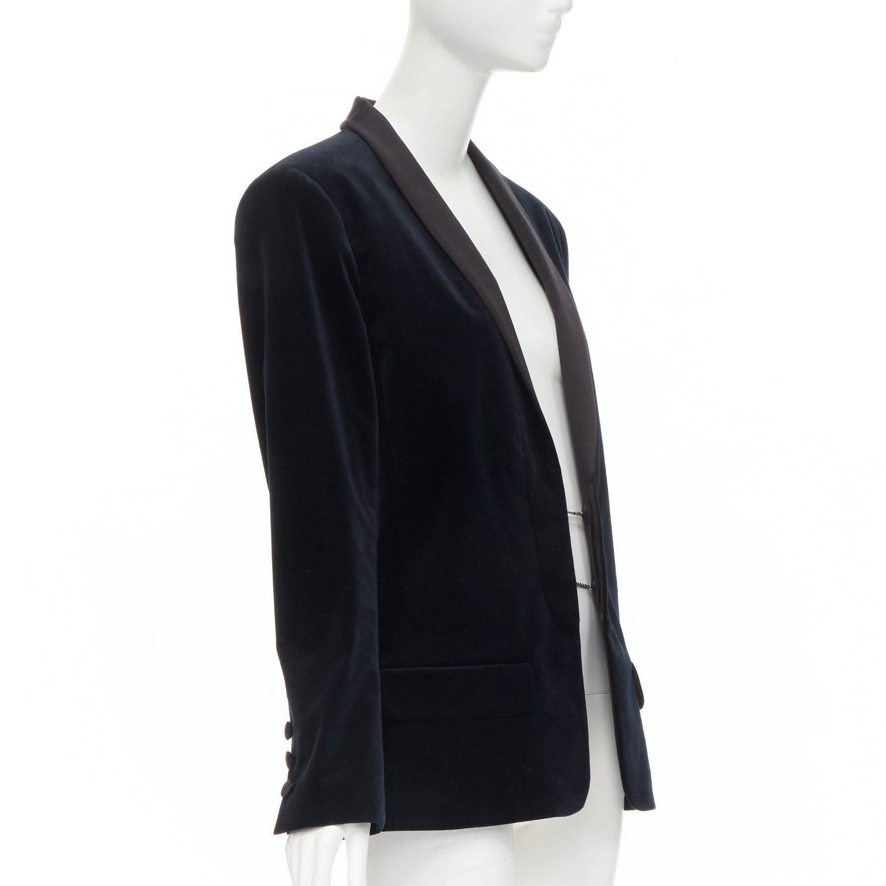 Chanel CHANEL 18A Paris Hamburg Metier D'art navy velvet satin lapel tuxedo blazer FR46 Size XL / US 12-14 / IT 48-50 - 3 Thumbnail