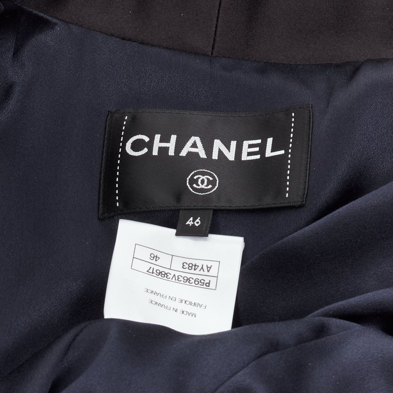 Chanel CHANEL 18A Paris Hamburg Metier D'art navy velvet satin lapel tuxedo blazer FR46 Size XL / US 12-14 / IT 48-50 - 15 Thumbnail