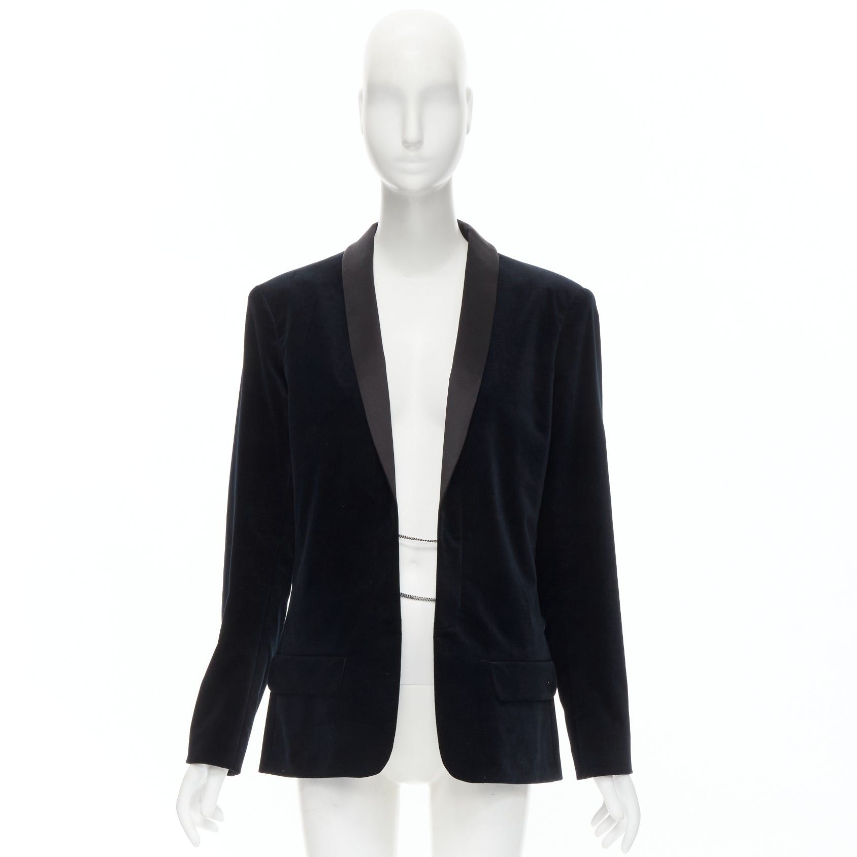 Chanel CHANEL 18A Paris Hamburg Metier D'art navy velvet satin lapel tuxedo blazer FR46 Size XL / US 12-14 / IT 48-50 - 16 Thumbnail
