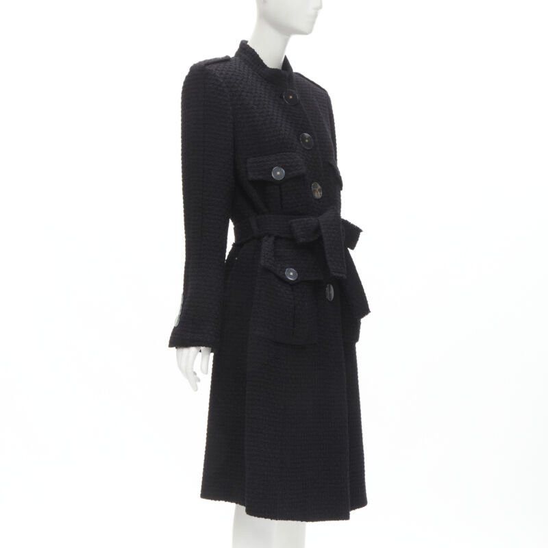 Chanel CHANEL 17A Paris Cosmopolite black tweed CC button 4-pocket belted coat FR44 XL Size XL / US 12-14 / IT 48-50 - 4 Thumbnail