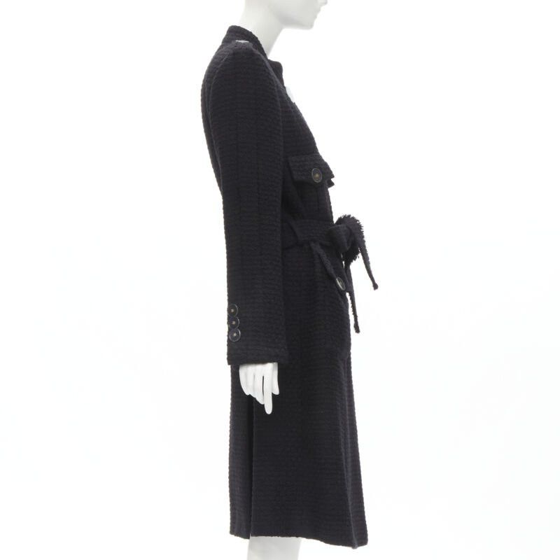 Chanel CHANEL 17A Paris Cosmopolite black tweed CC button 4-pocket belted coat FR44 XL Size XL / US 12-14 / IT 48-50 - 5 Thumbnail