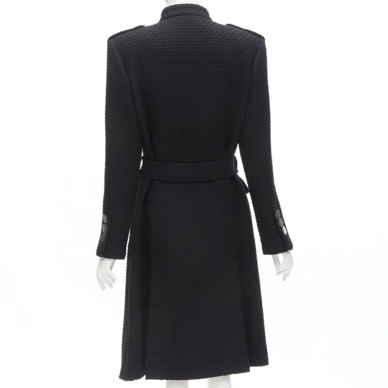 Chanel CHANEL 17A Paris Cosmopolite black tweed CC button 4-pocket belted coat FR44 XL Size XL / US 12-14 / IT 48-50 - 6 Thumbnail
