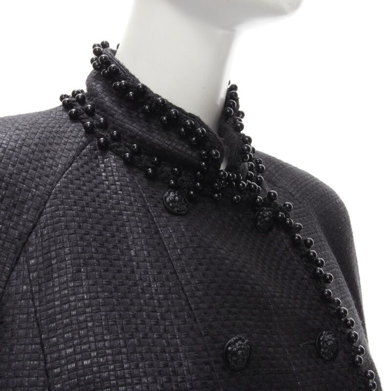 Chanel CHANEL lattice lacquered tweed bead embellished Lion CC button jacket FR42 L Size L / US 10 / IT 46 - 2 Thumbnail