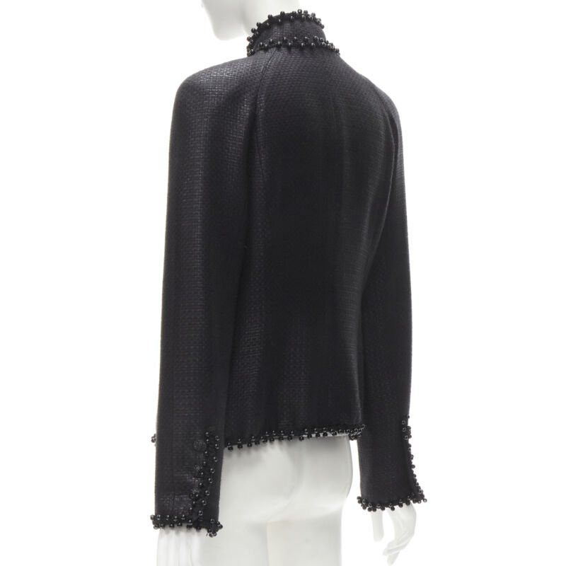 Chanel CHANEL lattice lacquered tweed bead embellished Lion CC button jacket FR42 L Size L / US 10 / IT 46 - 7 Thumbnail