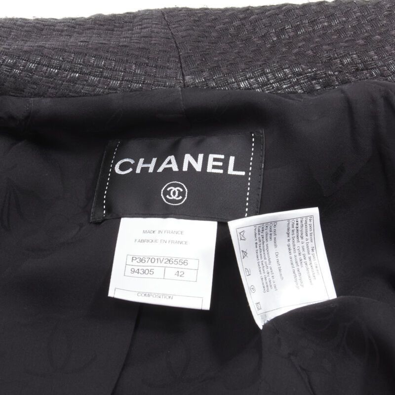 Chanel CHANEL lattice lacquered tweed bead embellished Lion CC button jacket FR42 L Size L / US 10 / IT 46 - 12 Thumbnail