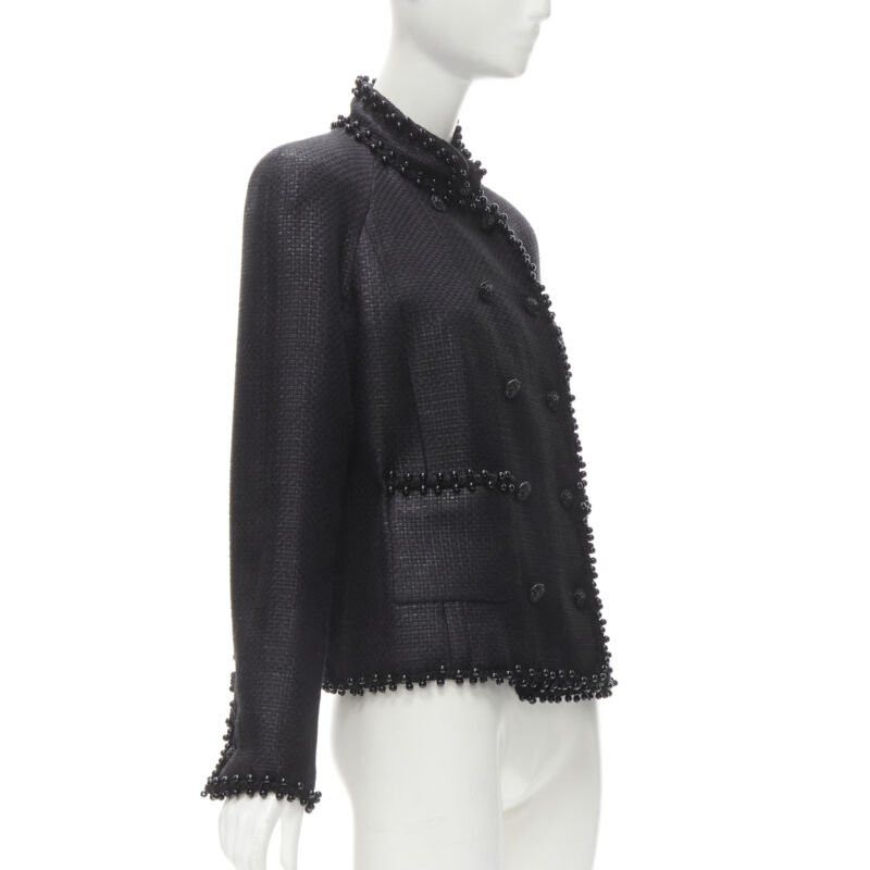 Chanel CHANEL lattice lacquered tweed bead embellished Lion CC button jacket FR42 L Size L / US 10 / IT 46 - 4 Thumbnail