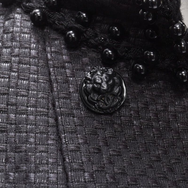 Chanel CHANEL lattice lacquered tweed bead embellished Lion CC button jacket FR42 L Size L / US 10 / IT 46 - 11 Thumbnail