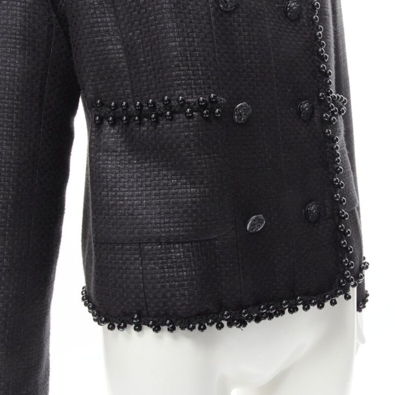 Chanel CHANEL lattice lacquered tweed bead embellished Lion CC button jacket FR42 L Size L / US 10 / IT 46 - 10 Thumbnail
