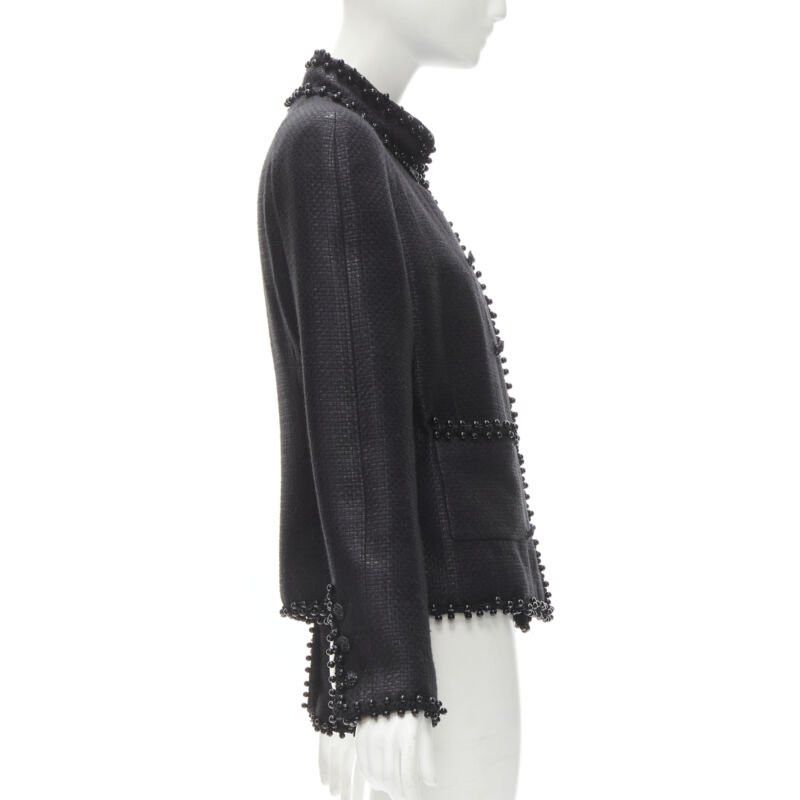 Chanel CHANEL lattice lacquered tweed bead embellished Lion CC button jacket FR42 L Size L / US 10 / IT 46 - 5 Thumbnail