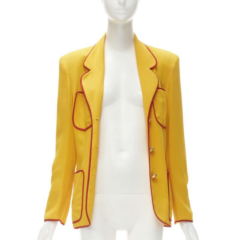 Moschino MOSCHINO CHEAP CHIC Vintage yellow red trim 4-pocket blazer jacket IT44 L Size M / US 6-8 / IT 42-44 - 3 Thumbnail