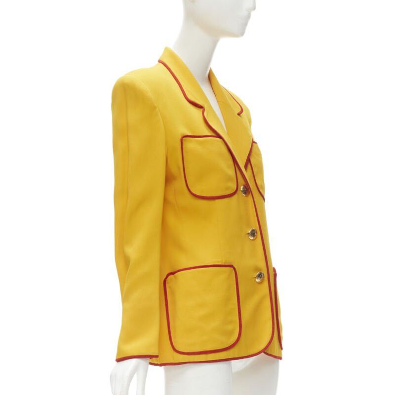 Moschino MOSCHINO CHEAP CHIC Vintage yellow red trim 4-pocket blazer jacket IT44 L Size M / US 6-8 / IT 42-44 - 4 Thumbnail