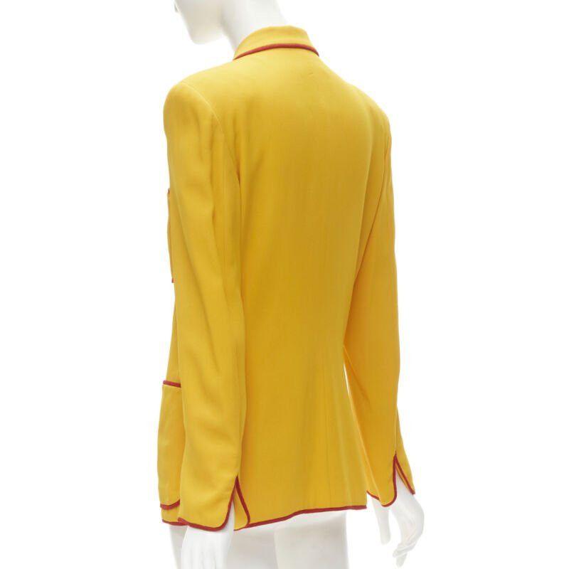 Moschino MOSCHINO CHEAP CHIC Vintage yellow red trim 4-pocket blazer jacket IT44 L Size M / US 6-8 / IT 42-44 - 7 Thumbnail