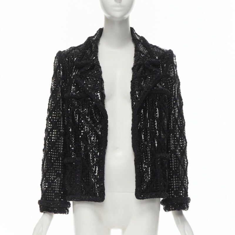 Chanel CHANEL 15K Brasserie Gabrielle Runway cutout PVC braided tweed jacket FR46 2XL Size XL / US 12-14 / IT 48-50 - 3 Thumbnail